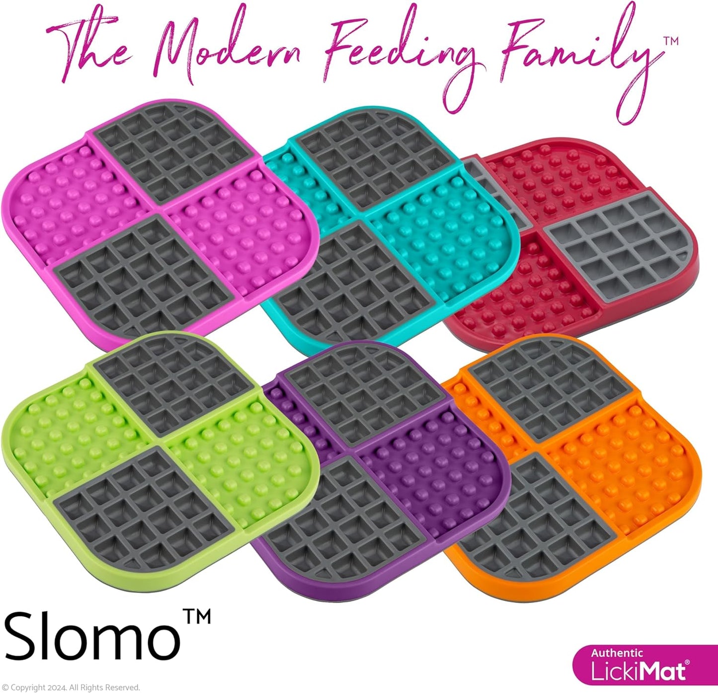 LickiMat Slomo, Cat Slow Feeder Lick Mat, Boredom Anxiety Reducer; Perfect for Food, Treats, Yogurt, or Peanut Butter. Fun Alternative to a Slow Feed Cat Bowl or Dish, Purple