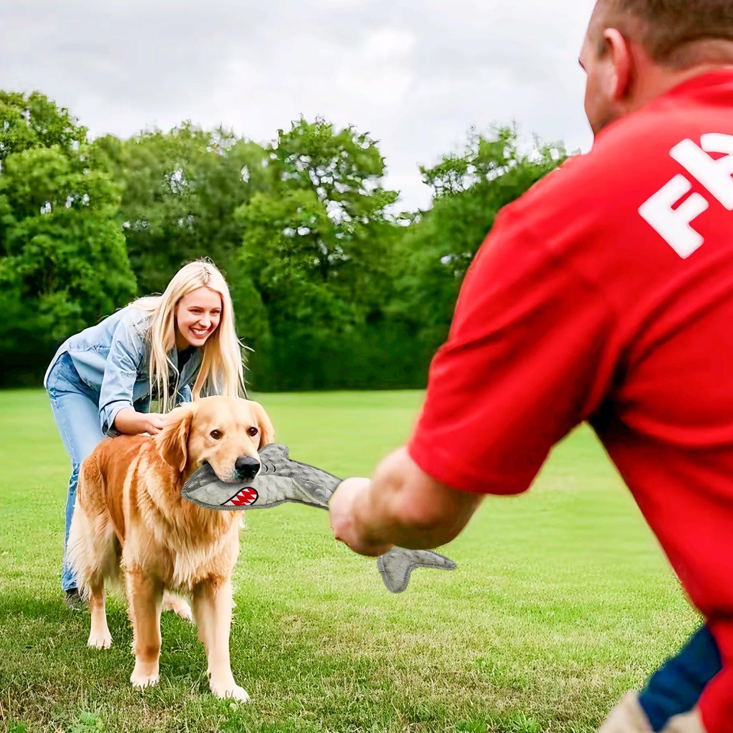 Dog Toy Squeaky Chew Dog Toys No PP-Cotton,no Stuffed for Small, Medium, Large Breed Dogs Interactive Hours of Fun,Gray-Shark