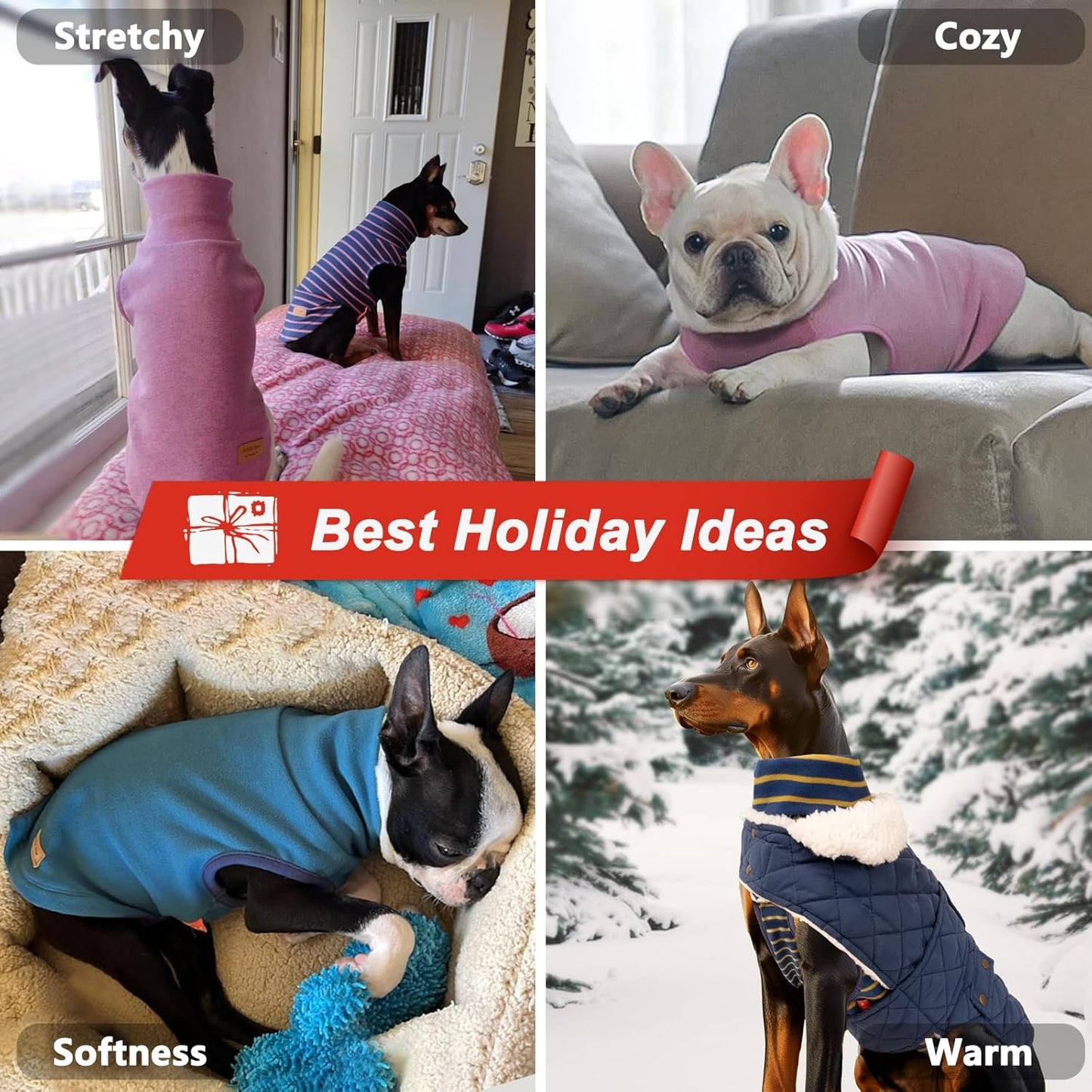 KYEESE 2Pack Dog Sweater Turtleneck Pets Coats Warm Stretchy Pet Sweatshirt Pullover Small Pet Sweaters Soft Dogs Clothes Dog Sweaters for Small Dogs Girl