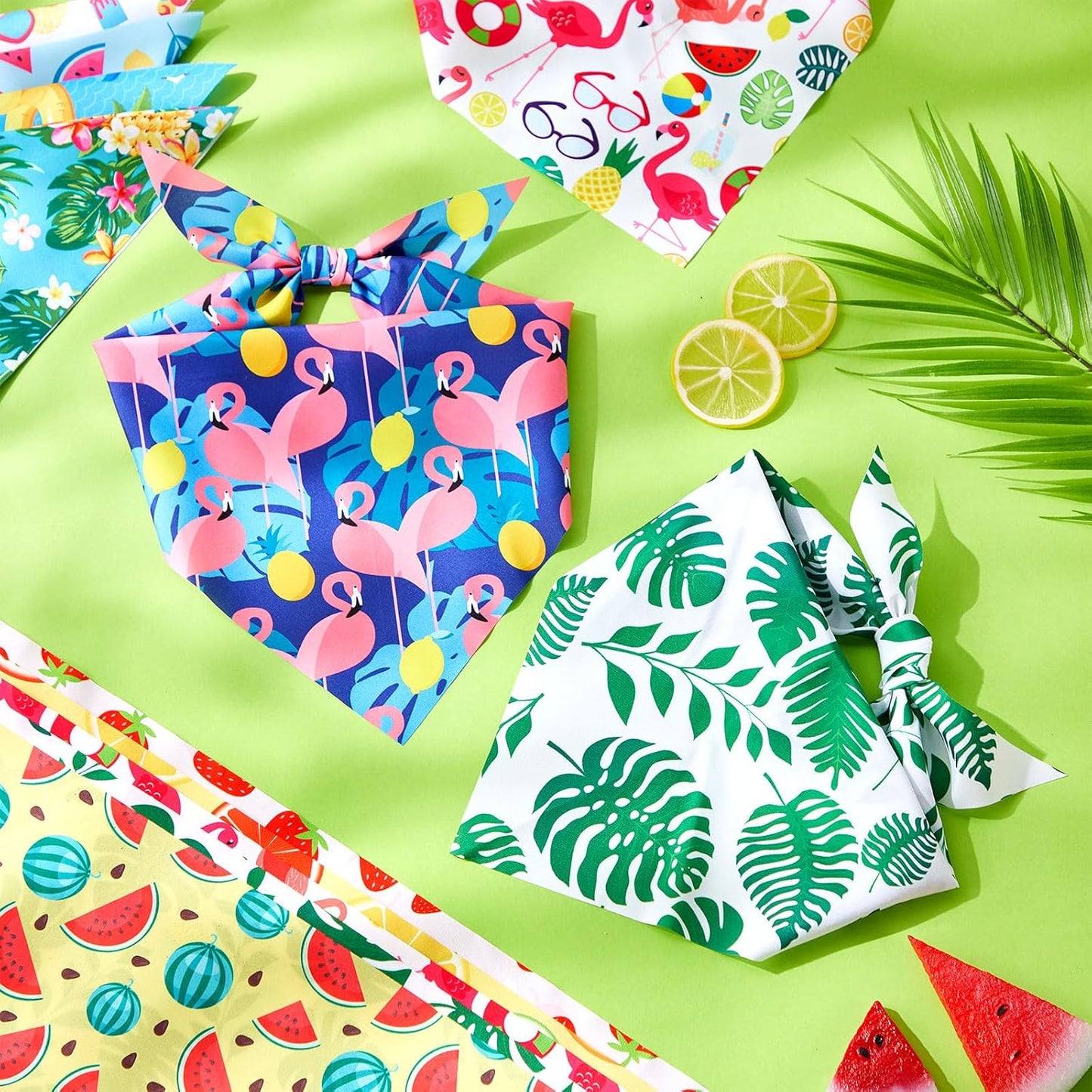 Chunful 100 Pieces Dog Bandanas Bulk Summer Pet Bandanas Pack Triangle Scarf Bib Kerchief Set for Small Large Dog Costume Accessories Decoration(19.7 x 13.8 x 13.8,Fruit)
