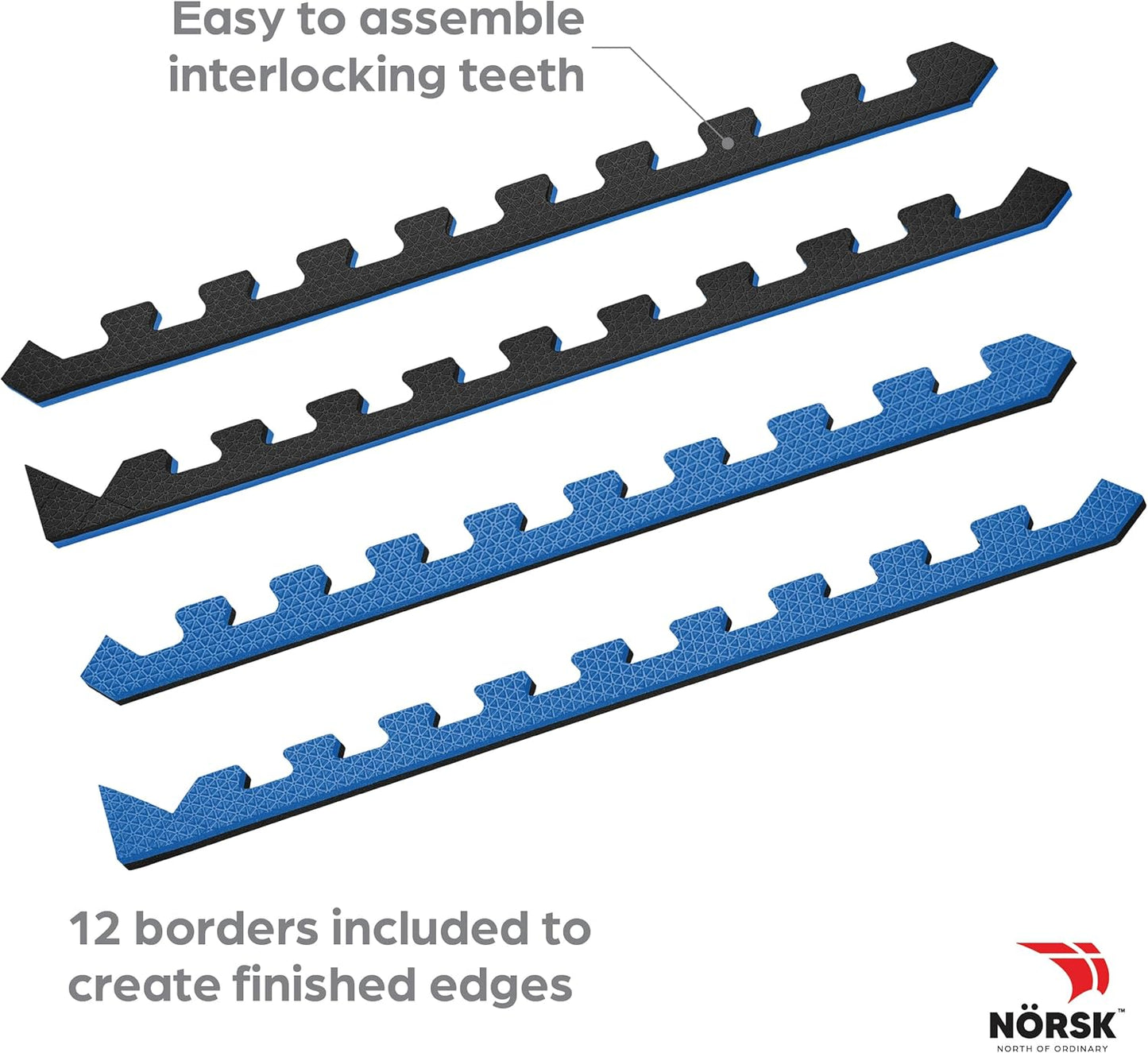 Norsk Dual-Sided Reversible 1/2" Foam Exercise Mats for Home Gym - Interlocking EVA Foam Tiles