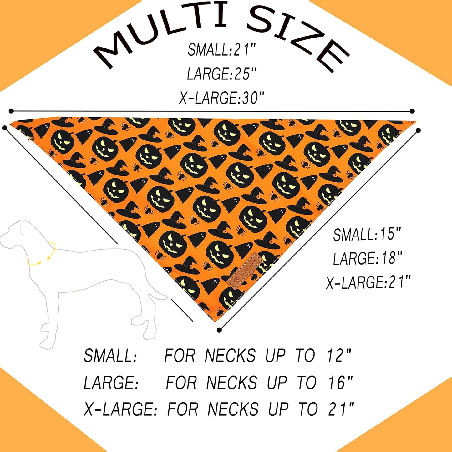 Realeaf Halloween Dog Bandanas 2 Pack, Pumpkin and Spider Web Bibs, Triangle Reversible Fall Pet Scarf, Premium Durable Fabric, Adjustable Fit (Small)