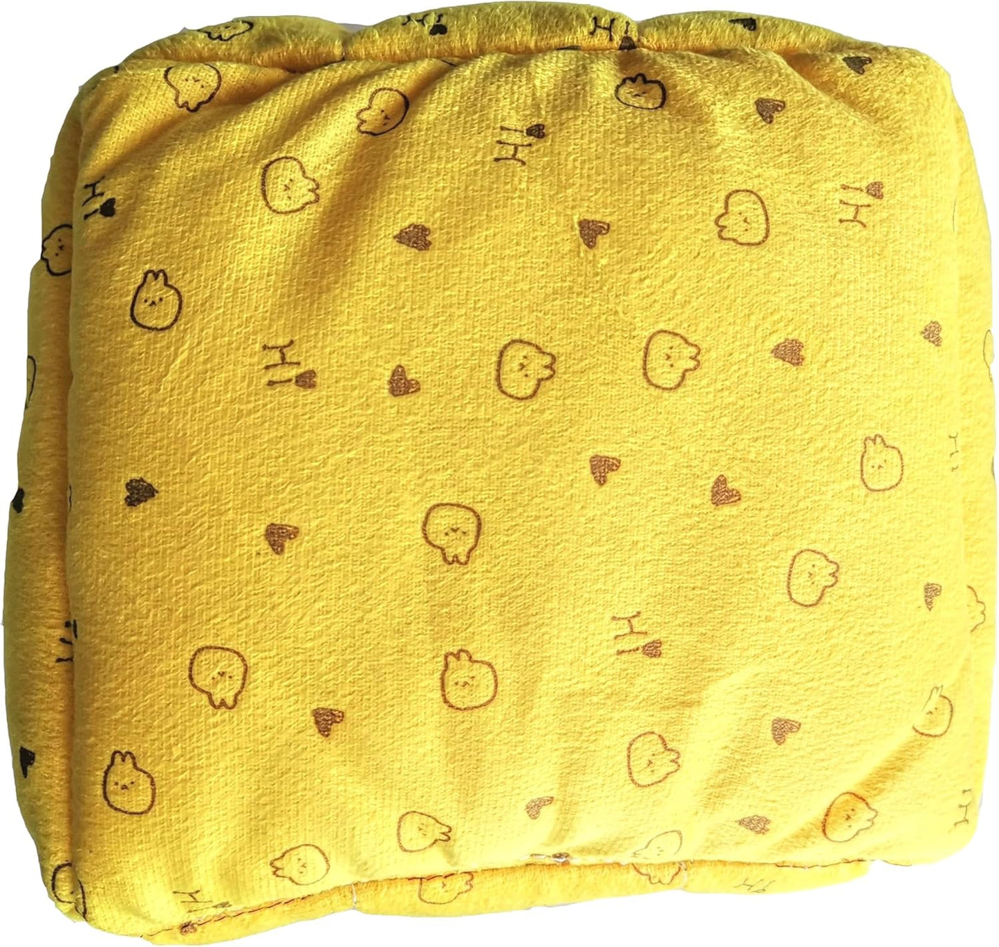 WOWOWMEOW Guinea-Pigs Bed,Hamster Bed,Small Animals Warm Hanging Cage Cave Bed (M, Heart-Yellow)