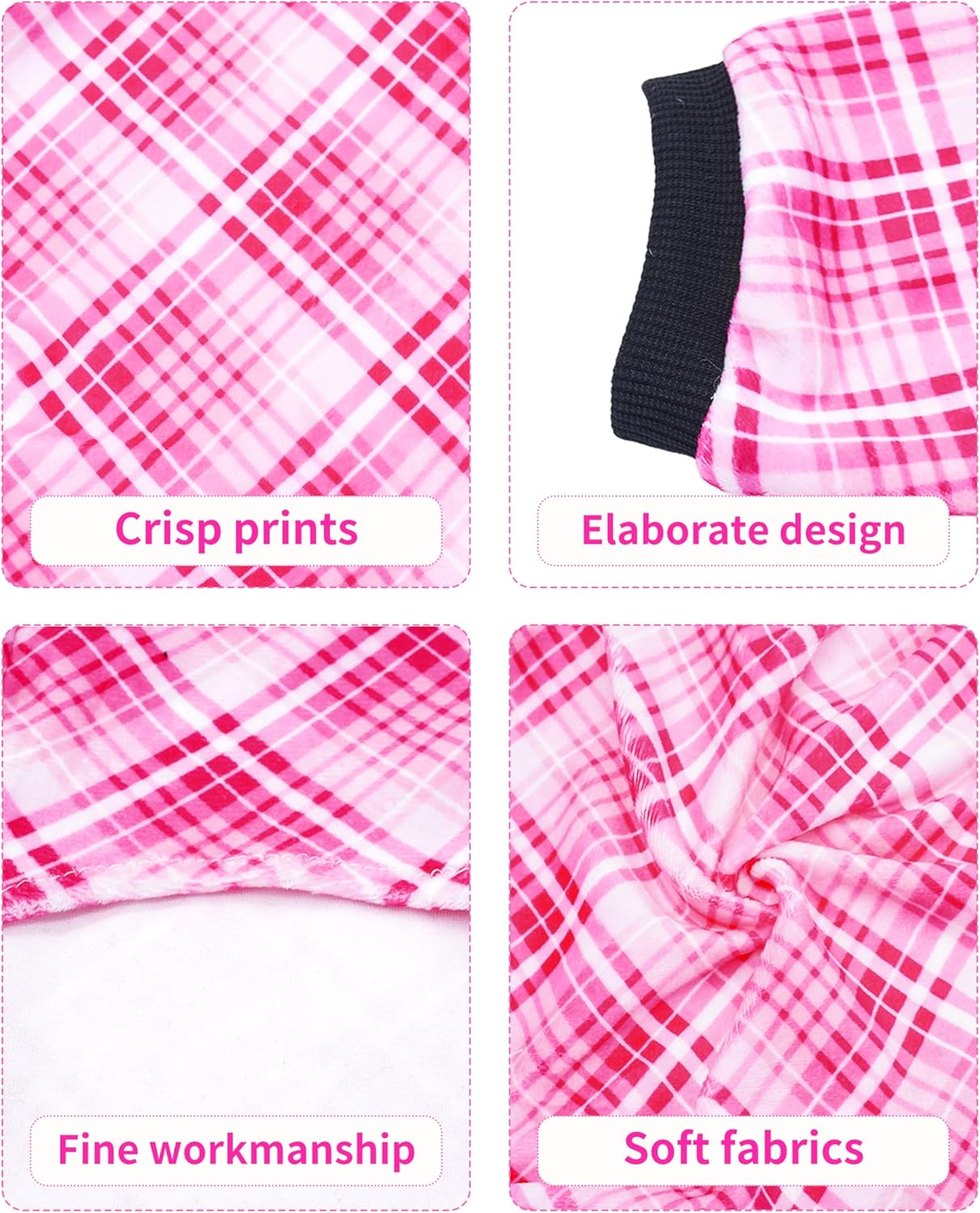 PET SHOW 4 Pack Small Dog Pajamas Cute Paw Bone Clothes for Medium Dogs Soft Stretchy PJs Plaid Jumpsuit Puppy Floral Fruits Onesies Outfits with Sleeve Pets Dachshund Costume(XL, Pink for Girls)