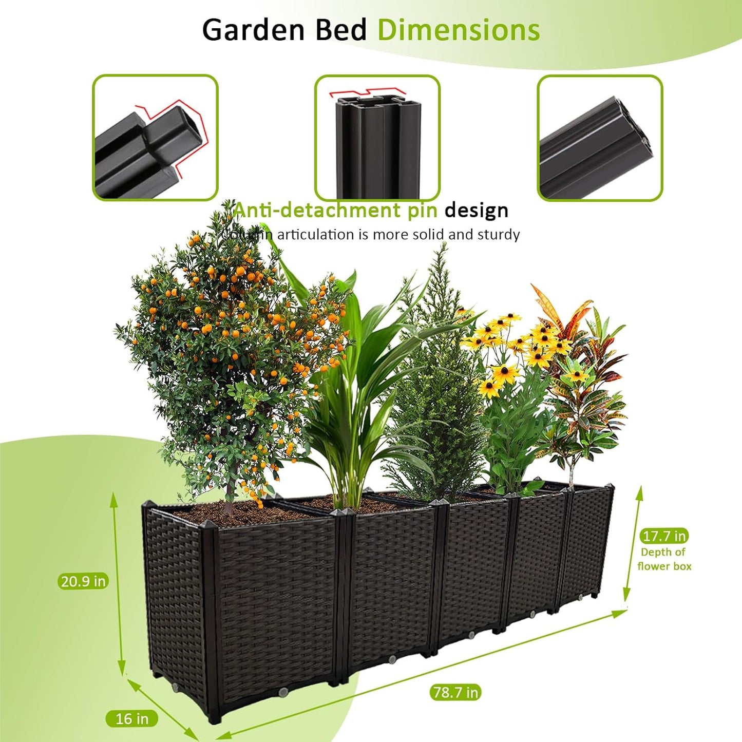 Large Planters for Outdoor Plants pots Elevated Garden Boxes Raised Garden Bed Garden Patio Balcony Deck to Planting Flowers Vegetables Tomato and Herbs