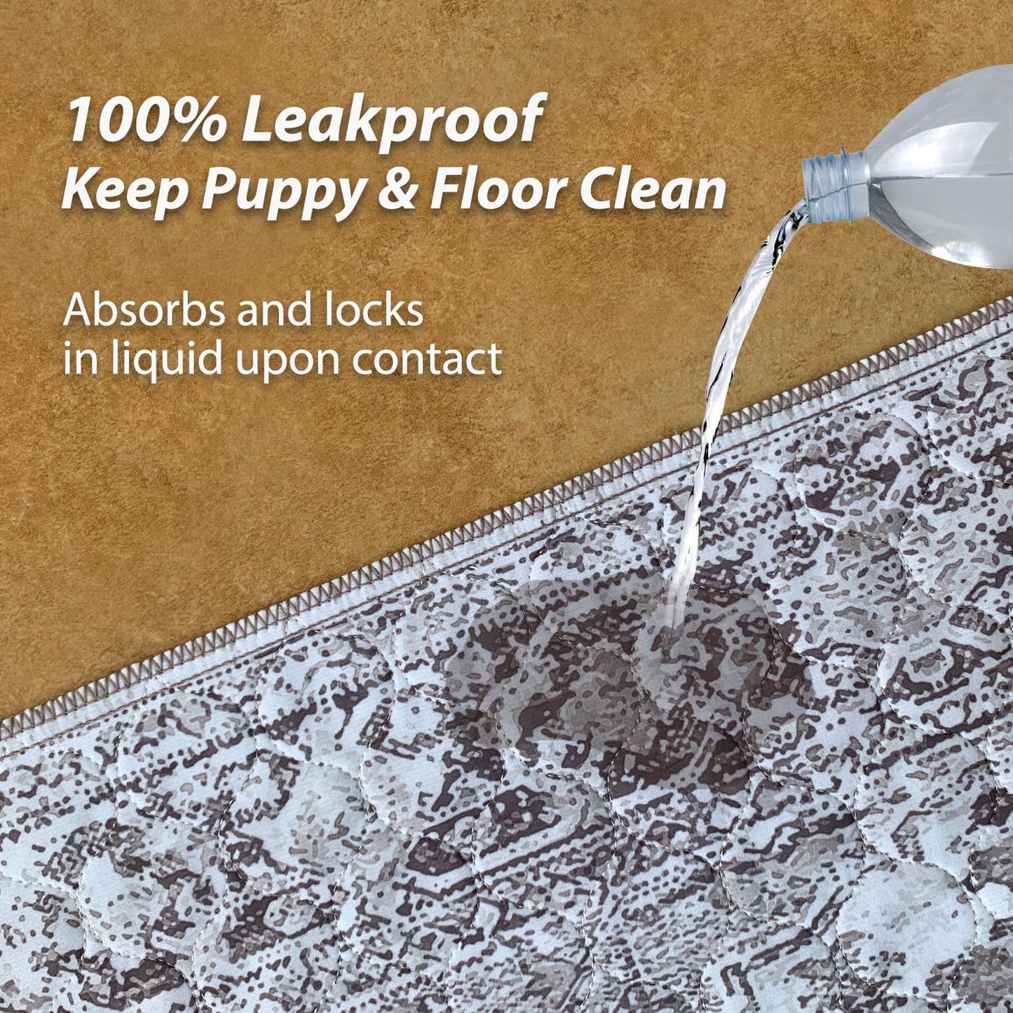 nunubaby Washable Pee Pads for Dogs, Stylish, Non-Slip and Leak-Proof Pee Pads. Reusable Potty Pads for Dogs for Crates and Floors.(Brown/Geo, 72" x72")