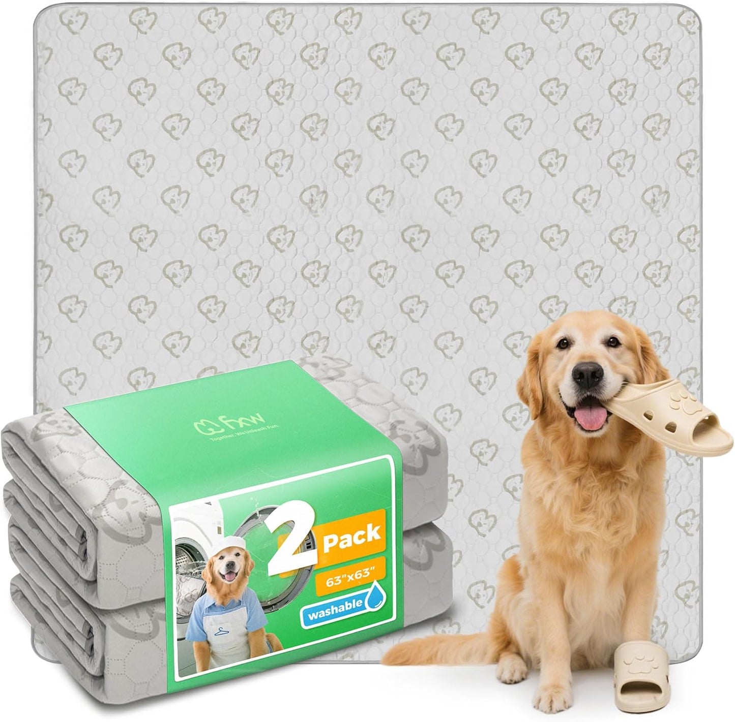 FXW Washable Pee Pads for Dogs, Puppy Pads with Super Absorbent, Specifically Designed for FXW Rollick/Homeplus 24inch 8 Panels Dog Playpen, 63" Square, Khaki, 2 Packs