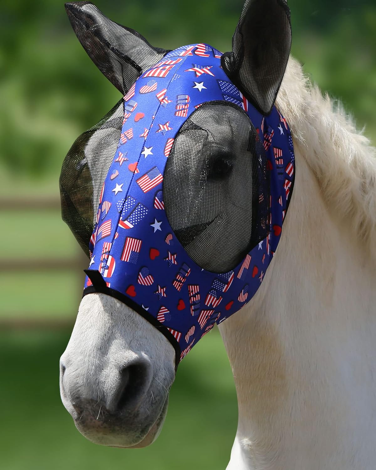 Harrison Howard Super Comfort Stretchy Fly Mask Large Eye Space with UV Protection Soft on Skin with Breathability Classic Letters M Cob