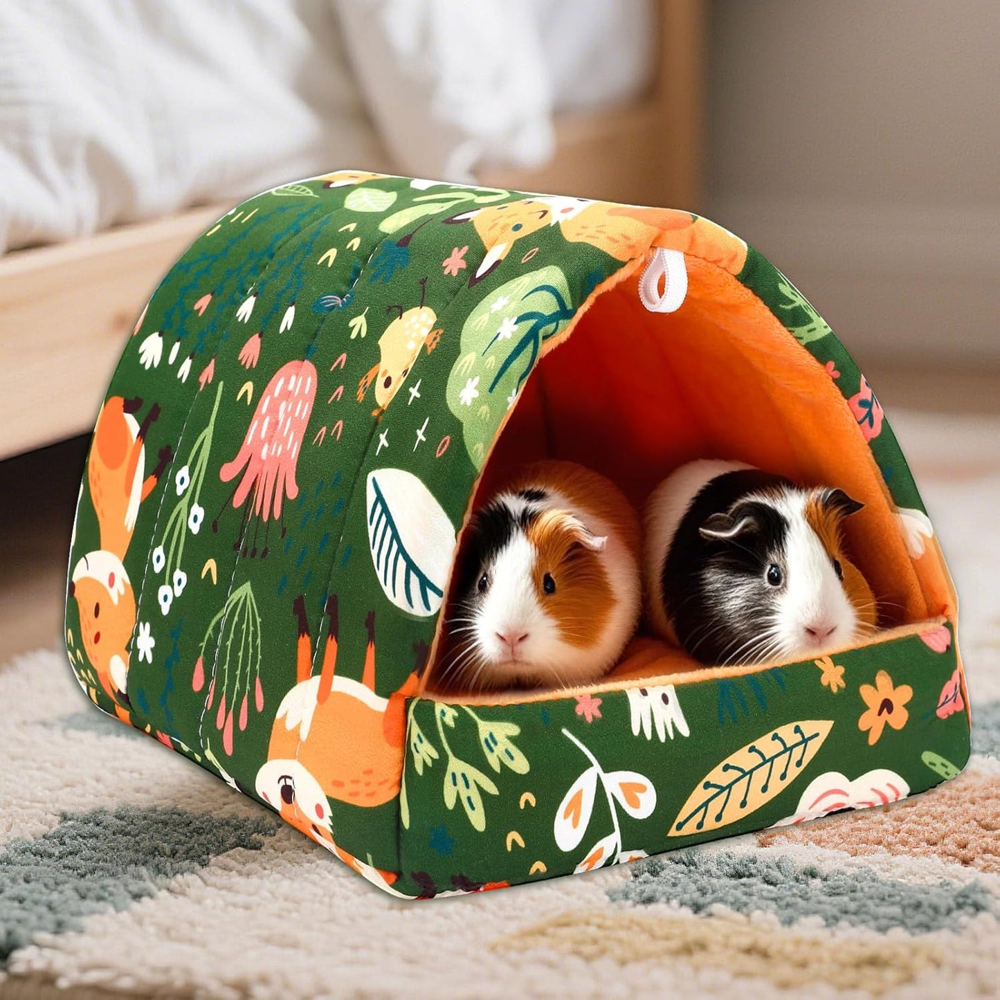 UPINS Guinea Pig Bed, Guinea Pig Hideout Washable Small Animal House Cage Accessories for Dwarf Rabbits Chinchillas Hamsters Hedgehogs Ferrets Bearded Dragons and Rats