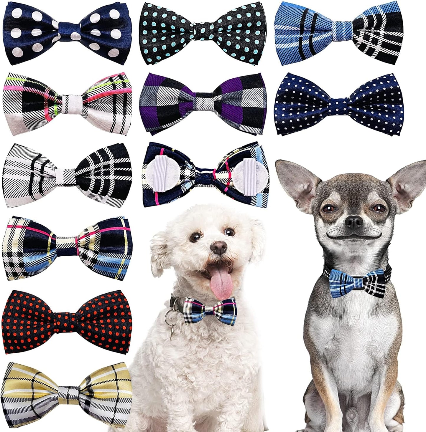 PET SHOW 10 Pack Small Dogs Collar Bowties Attachment Charms for Puppies Cats Embellishment Collars Accessories Bows Ties for Birthday Parties Holiday Wedding Supplies