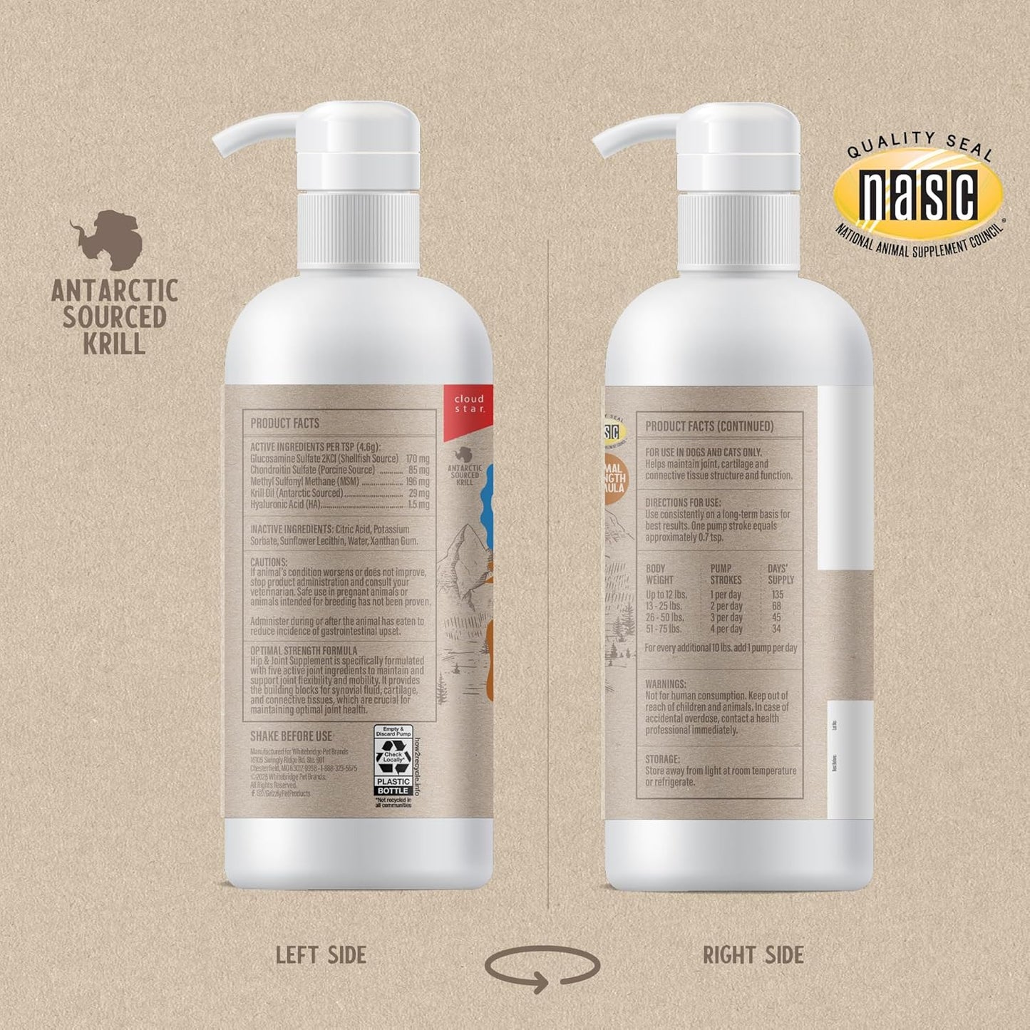 GRIZZLY PET PRODUCTS Joint Aid Liquid Hip and Joint Health Supplement Product for Dogs and Cats, 16 Ounce