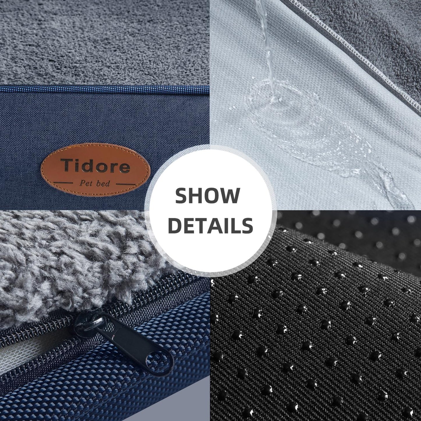 Orthopedic Dog Beds for Medium Dogs, Durable Egg Crate Foam Sofa Dog Bed wit Washable Removable Cover,Waterproof Lining,Pet Bed for Large Dogs (Dark Grey-Velvet, 26.4" L x 21.7" W x 6.2" Th)