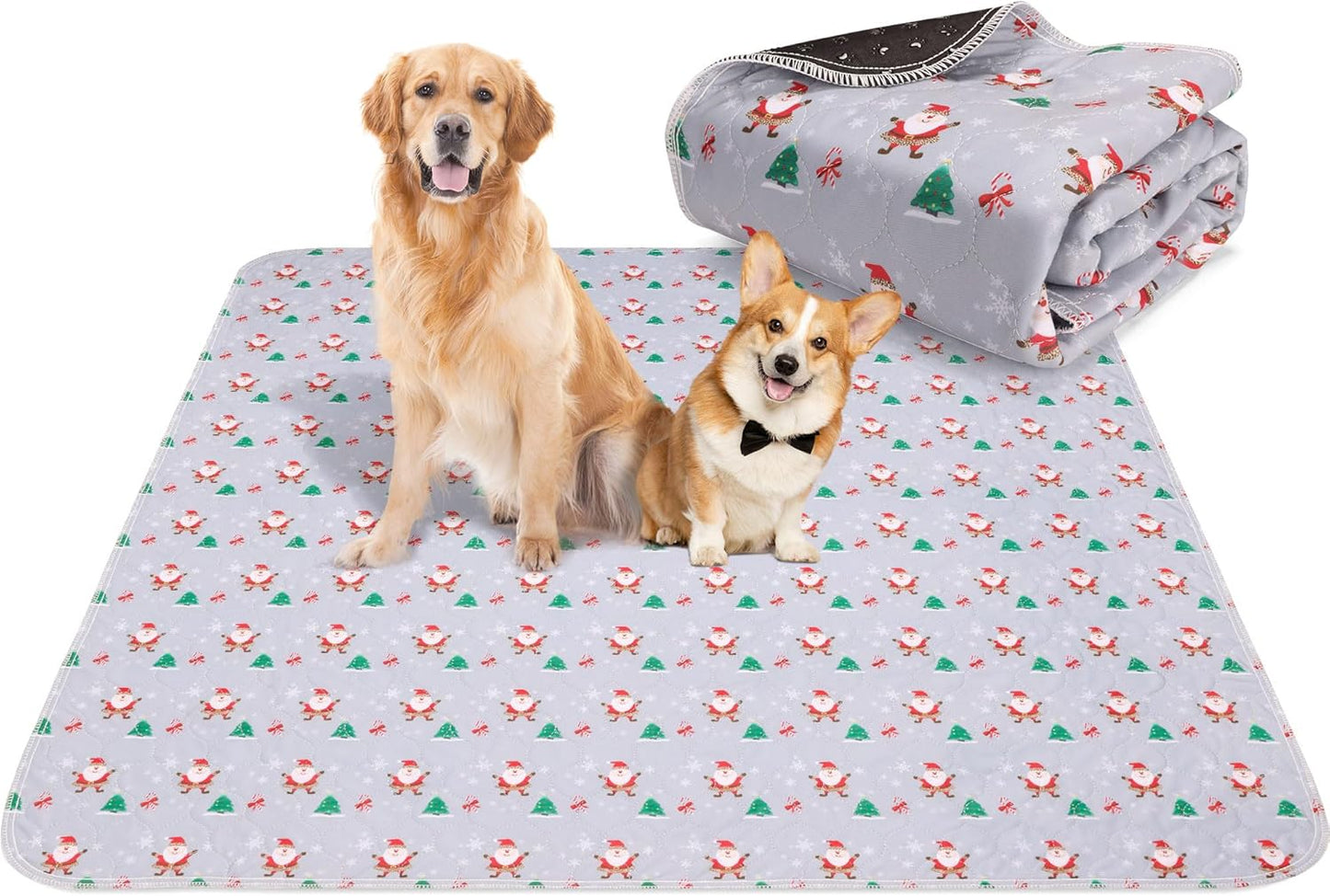 Aitmexcn Christmas Washable Pee Pad for Dogs, 2PCS 31x36in Xmas Super Absorbent Reusable Puppy Pads Pet Training Pads, Waterproof mats for Playpen, Crate, Whelping Box, Potty Training