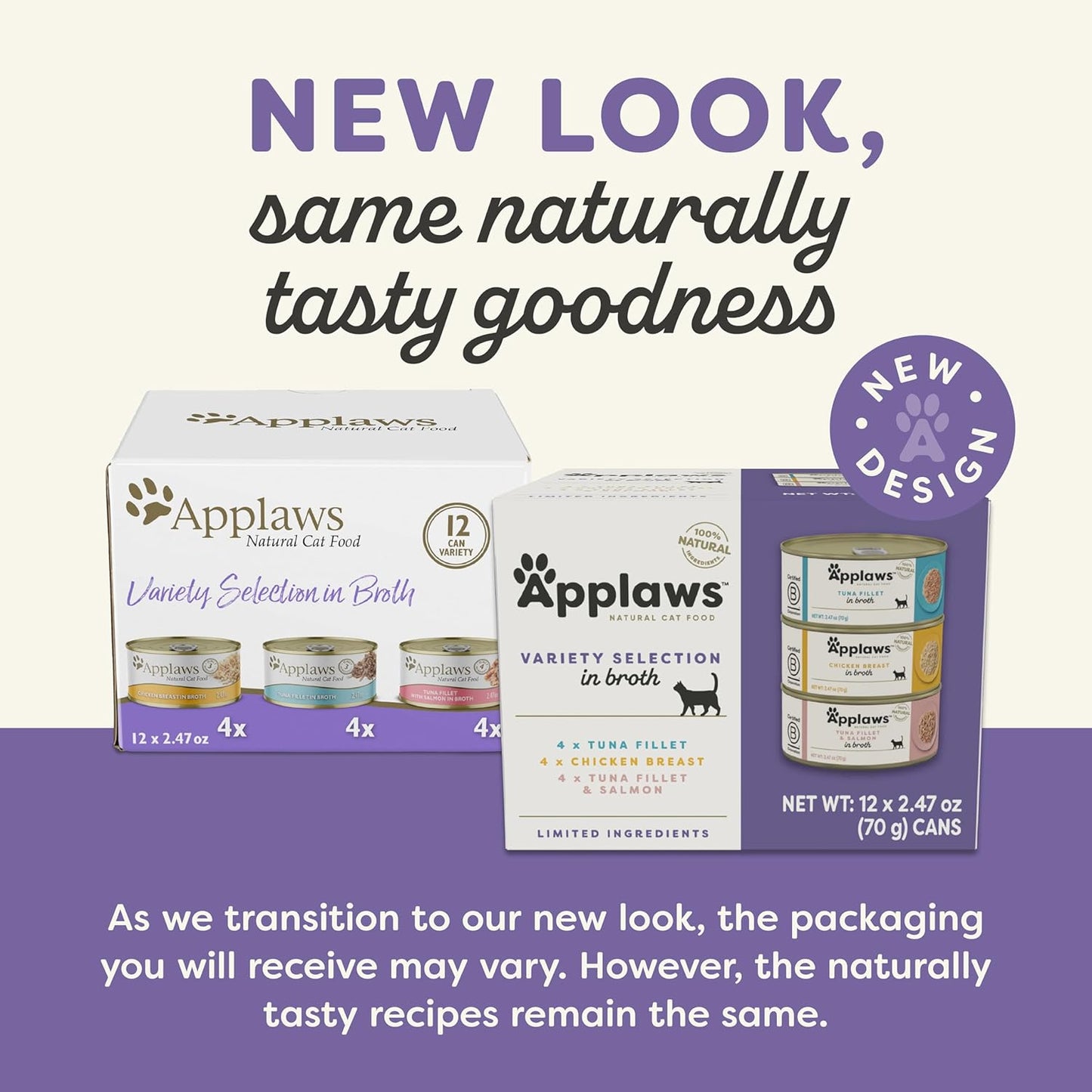 Applaws Natural Wet Canned Cat Food, Made with Limited and Natural Ingreidents, Real Protein with No Artificial Additives, Variety Pack in Broth (12 x 2.47oz Cans)