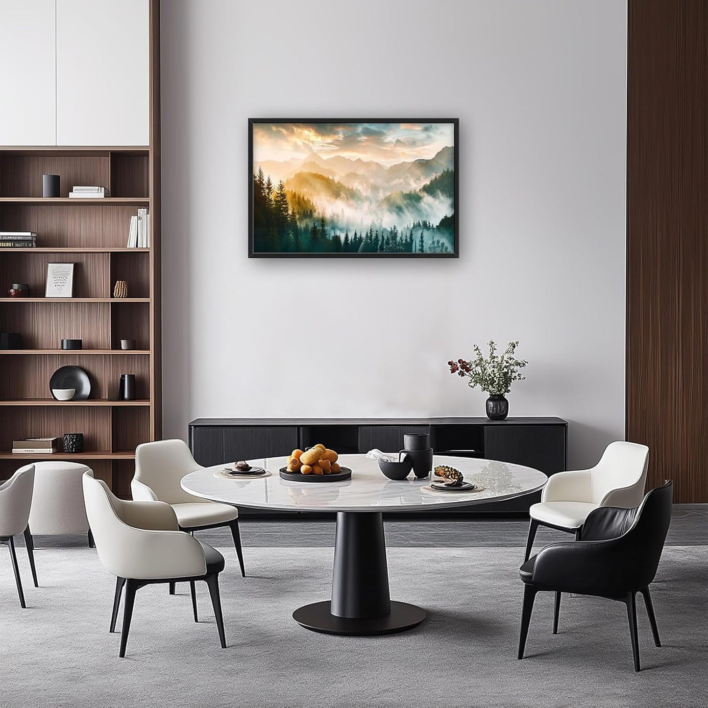 Mountain Large Wall Art Foggy Forest Landscape Pictures Sunrise Wall Decor Nature Scenery Canvas Print Painting Artwork for Bathroom Living Room Bedroom 36L" x 24W"