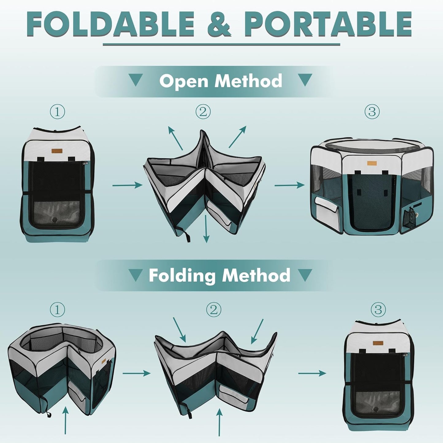 Dog Playpen, Portable Pet Play Pen for Cat, Puppies, Rabbits, Chickens, Foldable Large-Capacity Pet Tent for Indoor/Outdoor Travel Camping (Size XL Without Carry Bag)