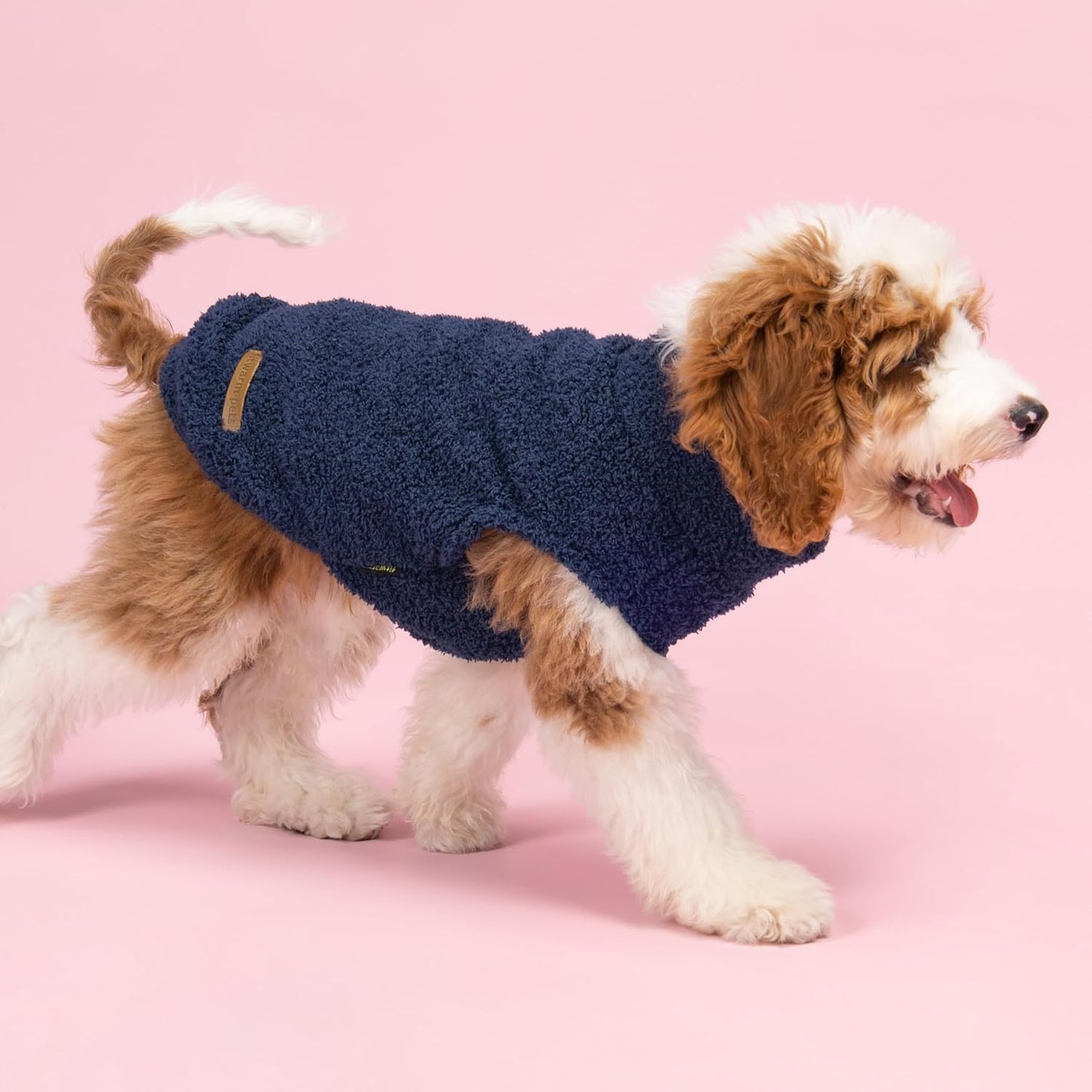 Fitwarm 2 Pack Striped Fleece Dog Sweater, Warm Winter Dog Clothes for Small Dogs Boy Girl, Fuzzy Pet Outfit, Doggy Pullover Jumper, Grey, Navy, XL