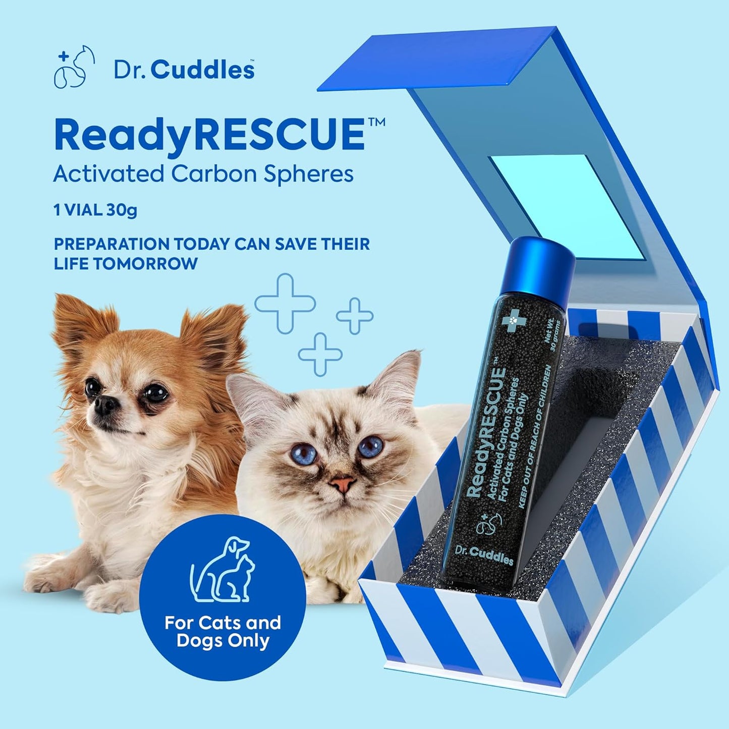 Dr. Cuddles ReadyRESCUE - Dog First Aid Kit Essential - Activated Charcoal Detox for Dogs, Cats, Pets - Animal First Aid Kit - Dog Medical Emergency Kit - Dog Travel Essentials - 30g (1 Vial of 30g)