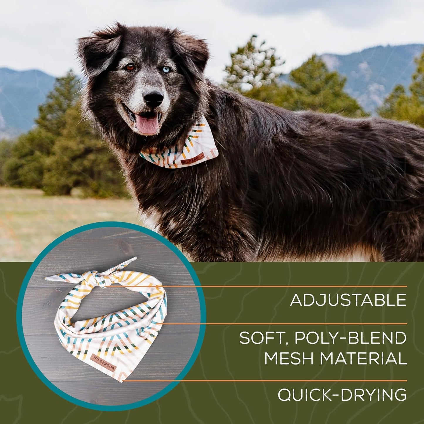 Wilderdog Dog Bandana with Lightweight Quick Drying Poly-Blend Mesh Material in Orange