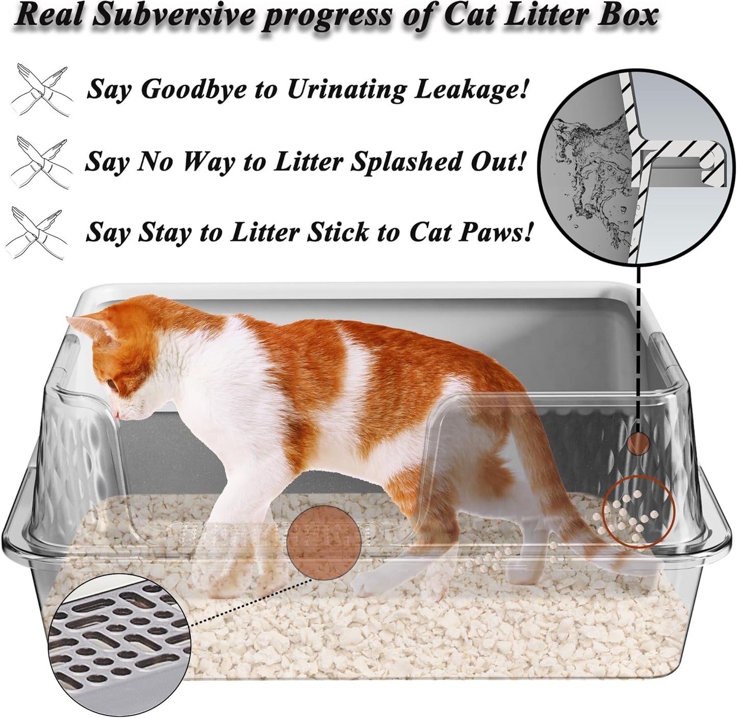 Suhaco Stainless Steel Litter Box Side Entry, Kitty Litter Mat and White Scoop Included Covered Metal High Sided Extra Large Cat Litter Box with Lid Removable Enclosure for Medium Cats (Tall Black)