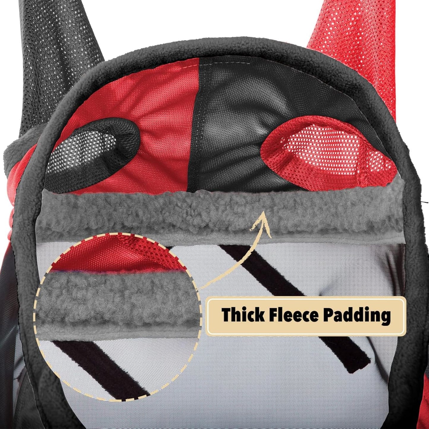 Harrison Howard Pro Luminous Horse Fly Mask Standard with Ears UV Protection for Horse Scarlet Red/Black Small Pony