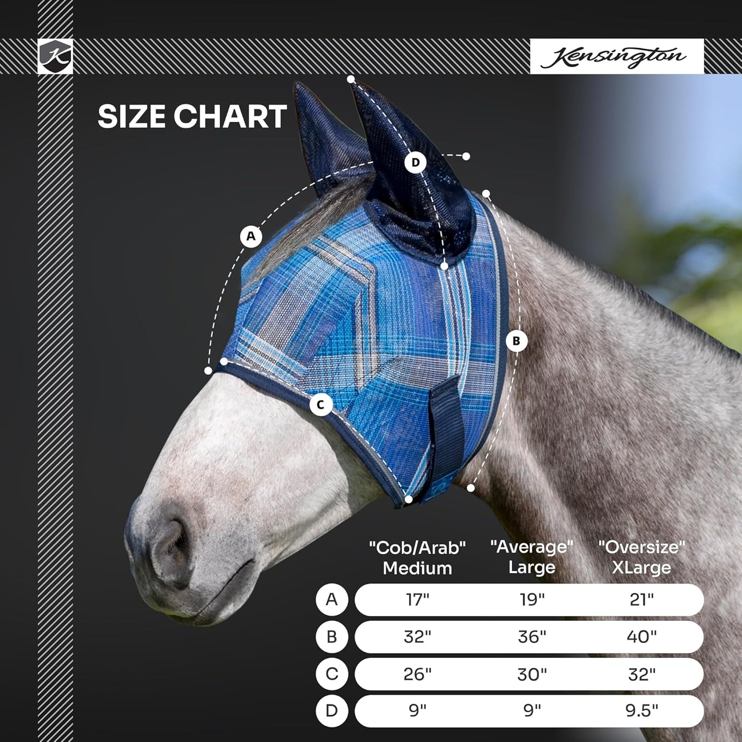 Kensington Signature Fly Mask w/Web Trim, Soft Mesh Ears & Forelock Opening Size: L-Average Color: 2021 - Atlantis