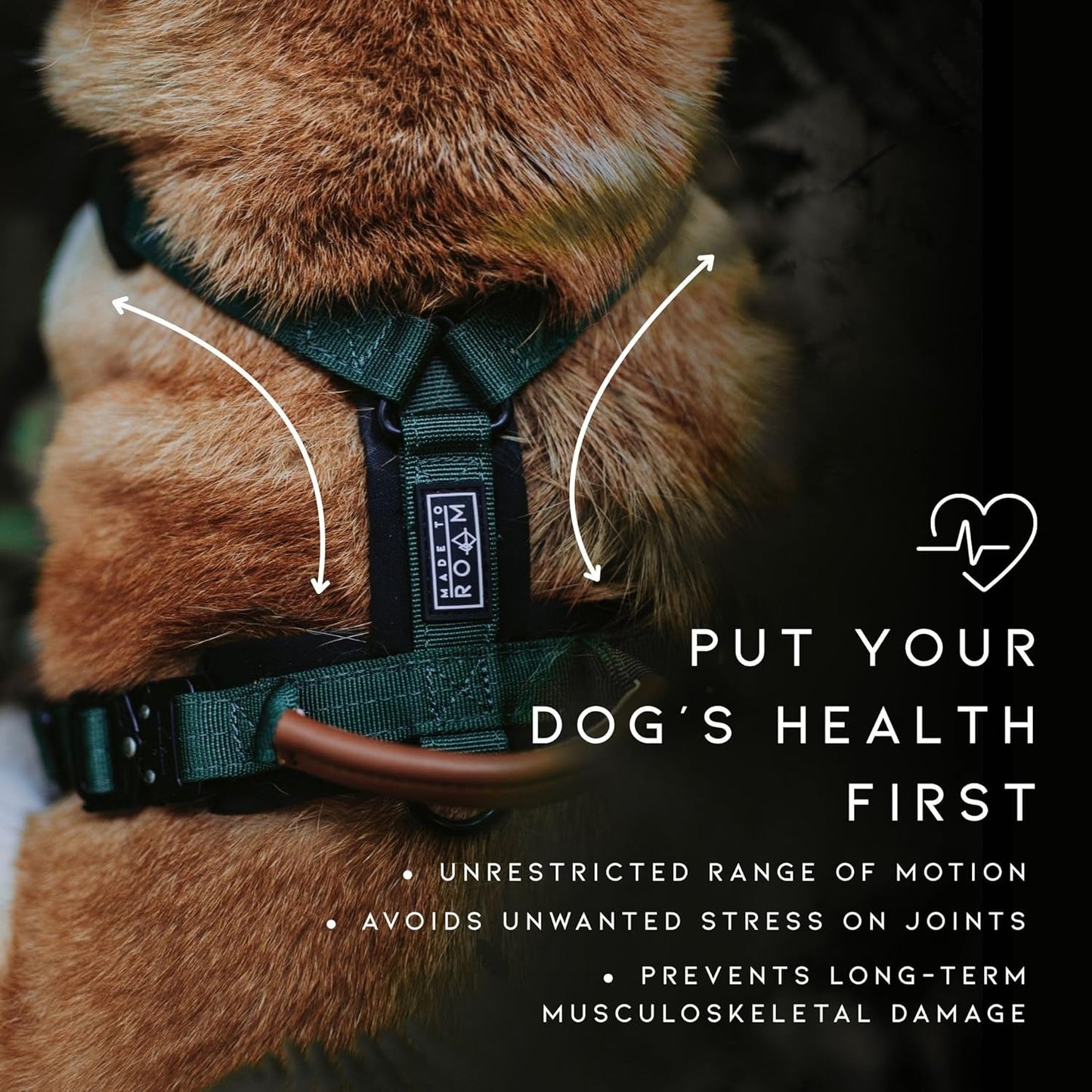 MADE TO ROAM Premium Explorer Harness - Y-Shaped Dog Harness with Adjustable Durable Nylon, Soft Padding, Metal Buckles and Leather Handle for Small, Medium, Large Dogs (Oregon Haze, Size 1)