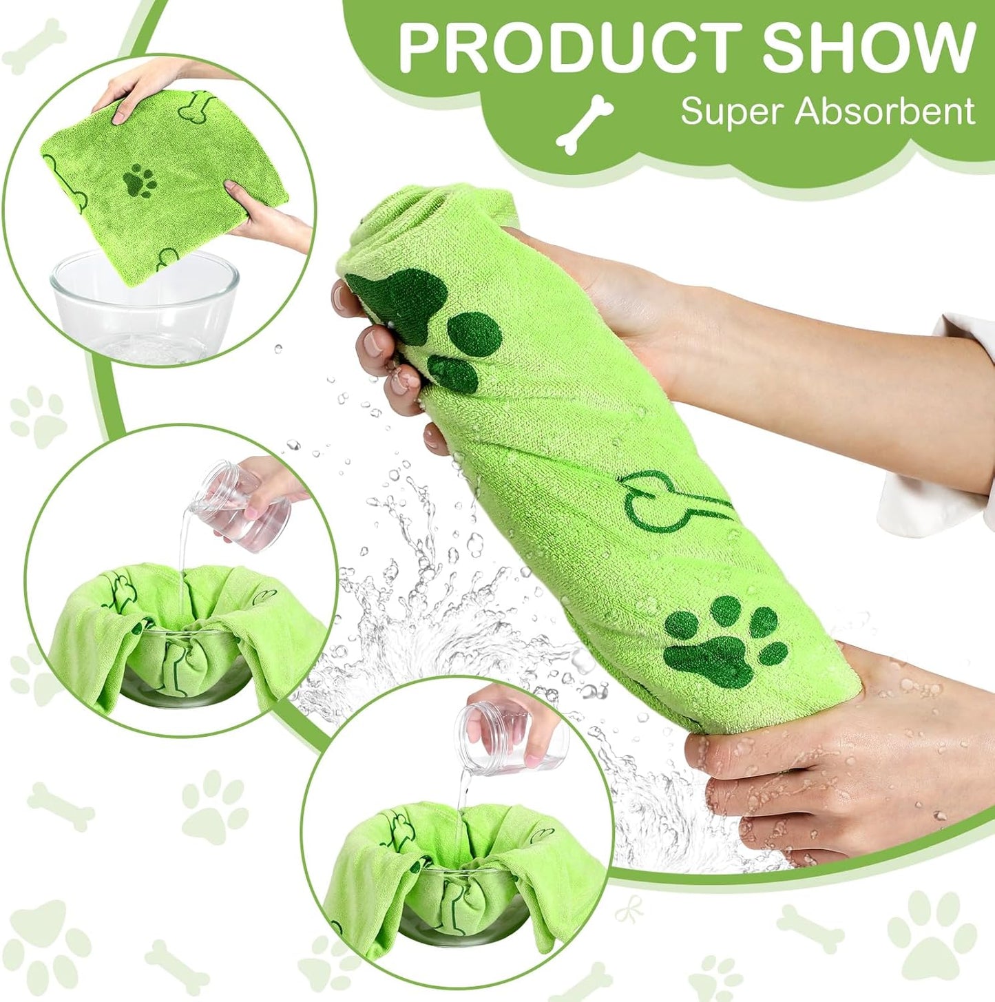 Chumia 8 Pcs Dog Towels for Drying Dogs Cats Pet Towels Bulk Puppy Microfiber Quick Drying Paw Bath Bathing Supplies Absorbent for Medium Pets(Hot Pink,Green,40 x 24 Inch)