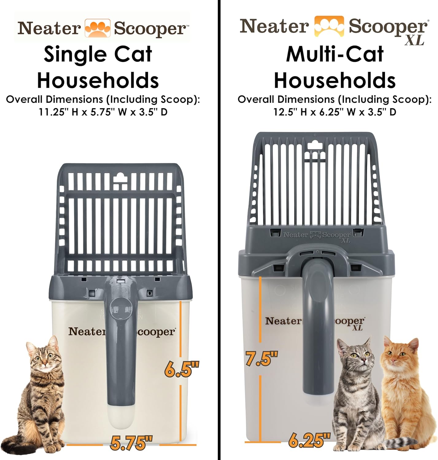 Neater Pet Brands Neater Scooper XL Cat Litter Scoop, 60 Refill Bags – Extra-Large Capacity Mess-Free Cat Litter Scooper with Bag for Large & Multiple Cats, Spill-Proof Litter Box Scooper with Holder