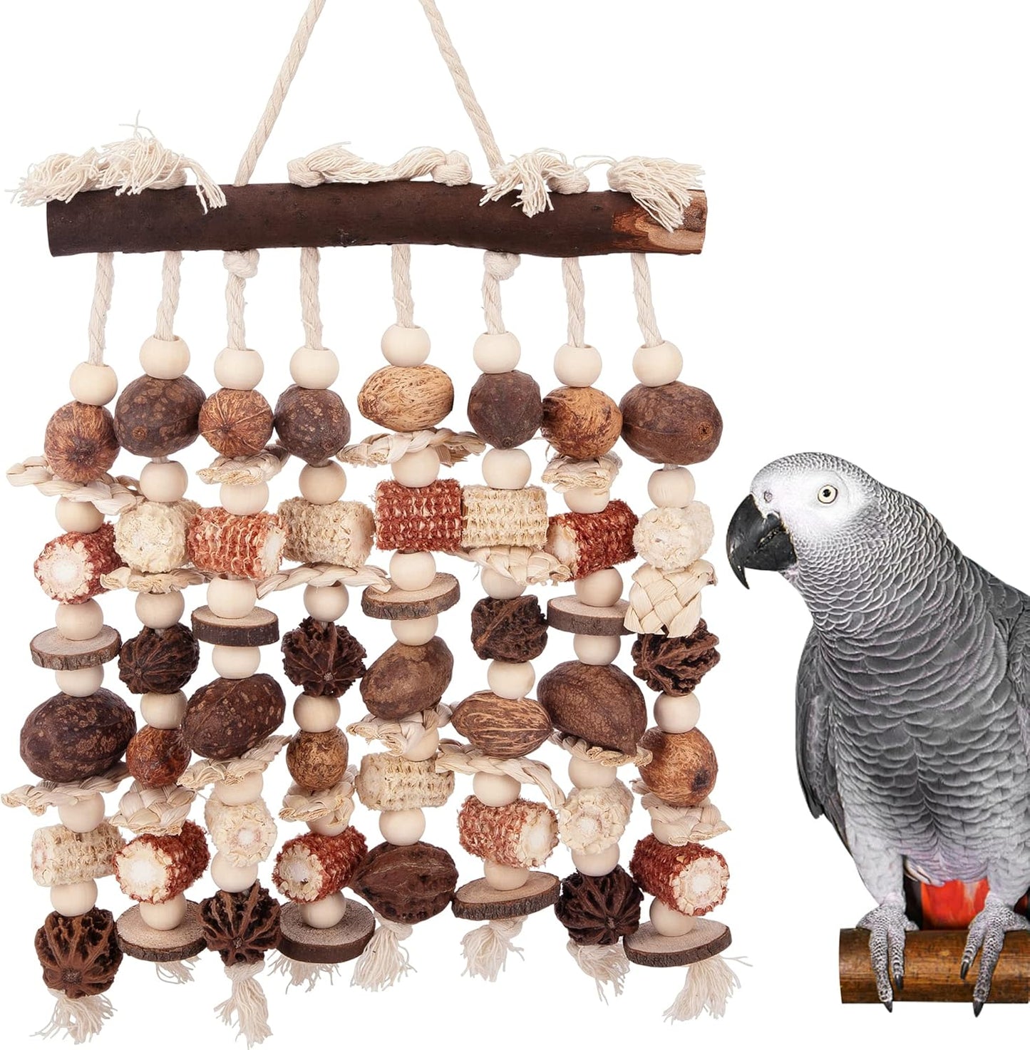 Deloky Extra Large Parrot Toy-Natural Wooden Chewing Tearing Toy for African Grey, Amazon Parrots, Macaws, Medium Breeds