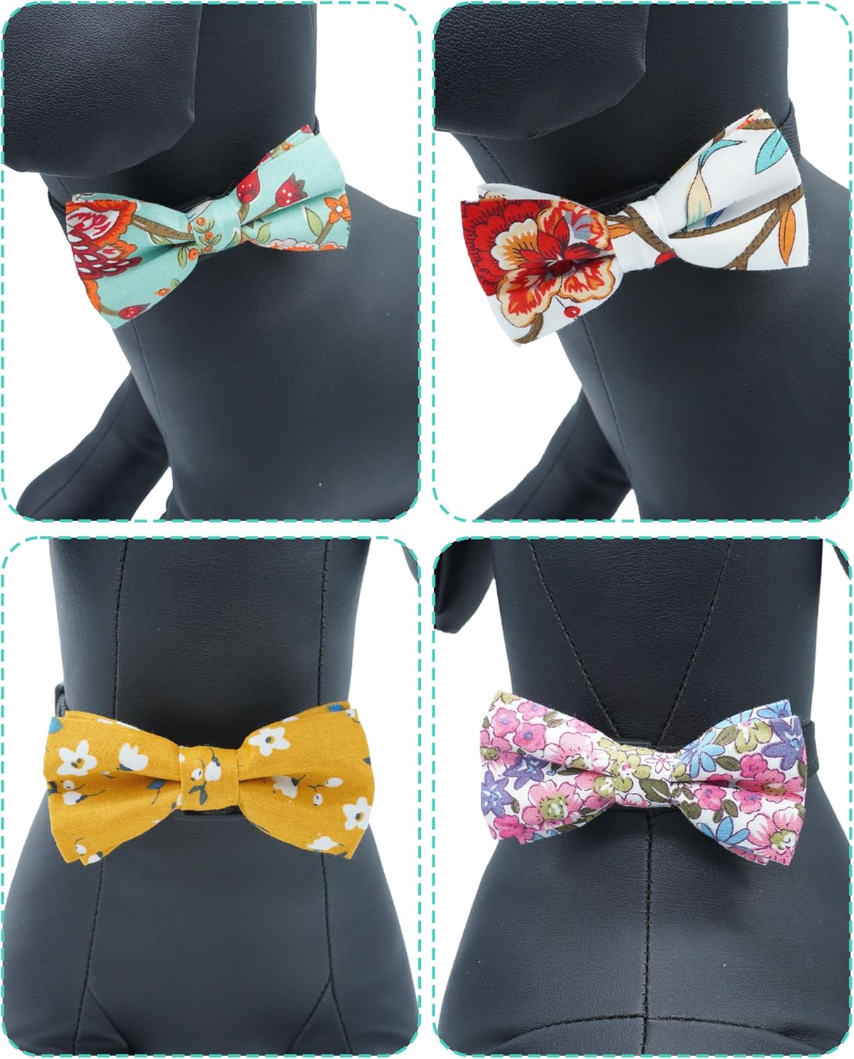 PET SHOW 10 Pack Floral Small Dog Bow Ties Sliding Collar Attachments Puppy Cats Spring Bowties for Medium Dogs Daisy Rose Bowknots Party Holiday Pet Grooming Accessories