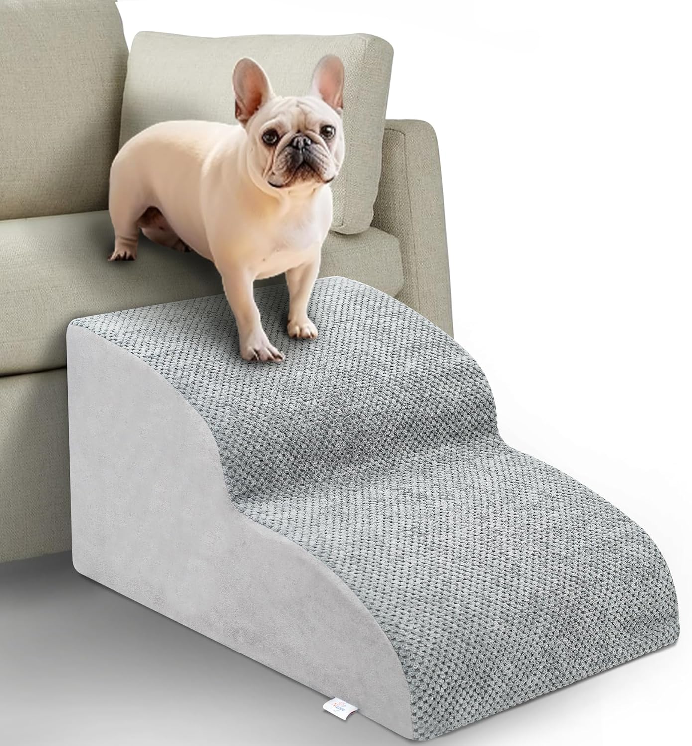 Dog Stairs for Small Dogs - High Density Foam Pet Steps, Extra Wide Dog Ramp with Non-Slip Bottom for High Beds, Couch and Sofa, Best for Dogs Injured, Older Doggy Cats
