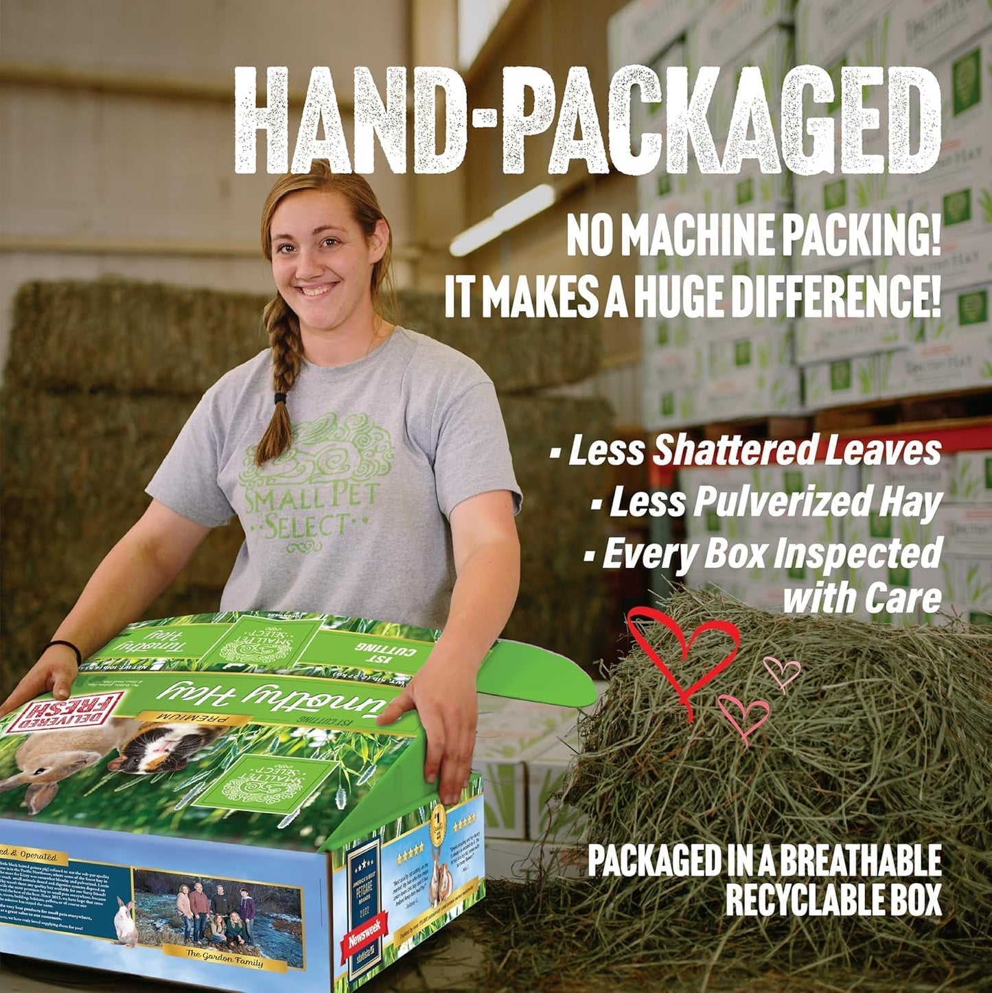 Small Pet Select 1st Cutting Timothy Hay, Animal Food for Guinea Pig, Rabbit, Hamster, Bunny, or Chinchilla, Natural Hay Grown in the USA, 5lb