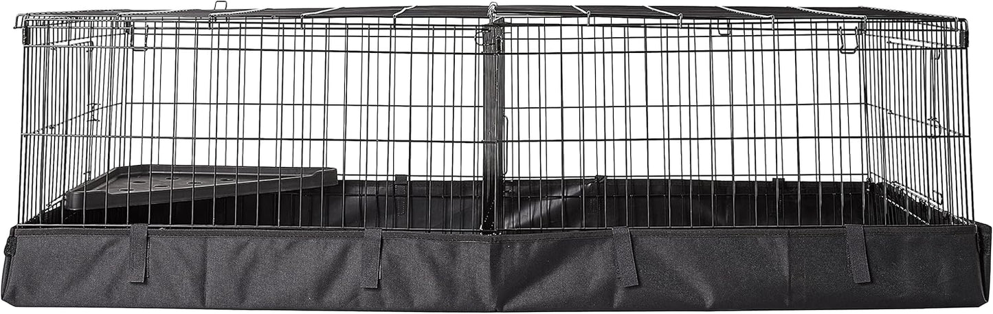 Amazon Basics Leakproof Canvas Bottom Guinea Pig Pet Cage with Divider Set, Black, 47.6"L x 24.2"W x 14.0"H
