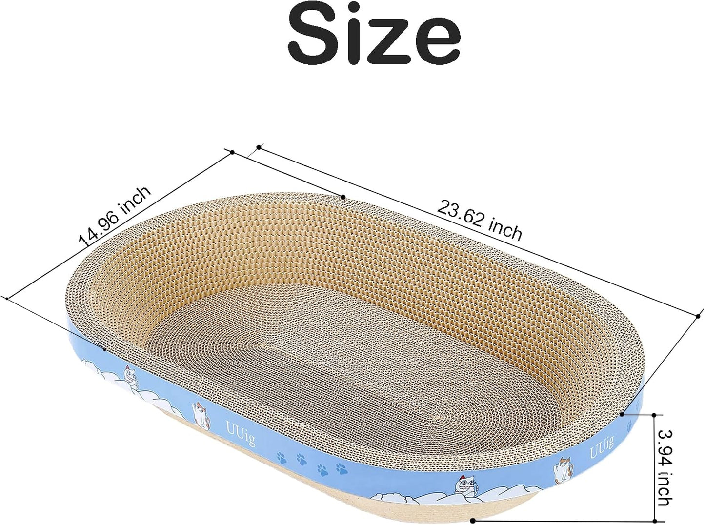 Cat Scratcher, 23.6x14.9 inches Cardboard Cat Scratchers for Indoor Cats, Large Cat Scratching Board, Oval Cat Scratch Pad Bed with Catnip