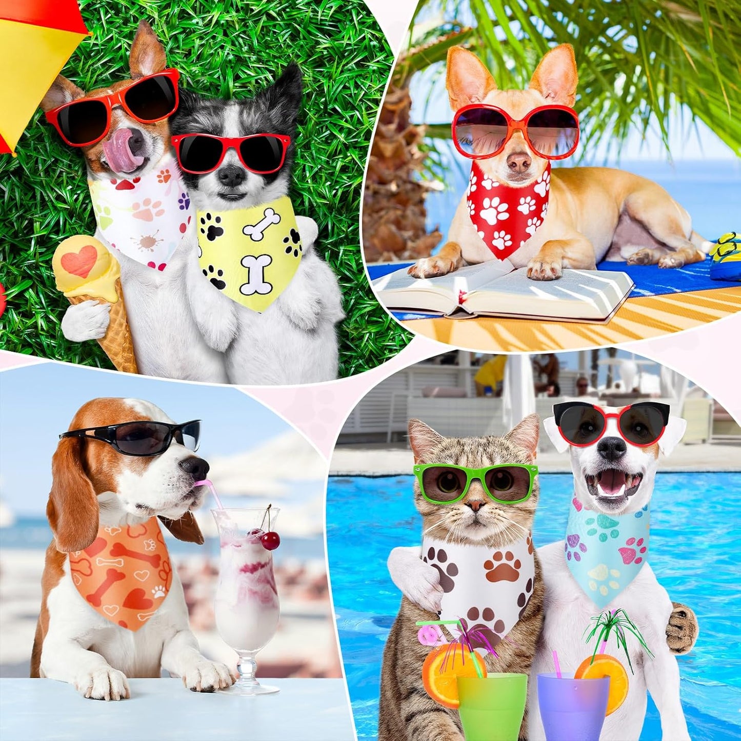 Abbylike 50 Pcs Paw Print Dog Bandanas Bulk Cute Footprint Bandanas for Dogs Triangle Kerchief Bib Scarf for Pets Halloween Party Costume Photo Props Daily Accessories Pet Shops (31.5 x 21.7 x 21.7)