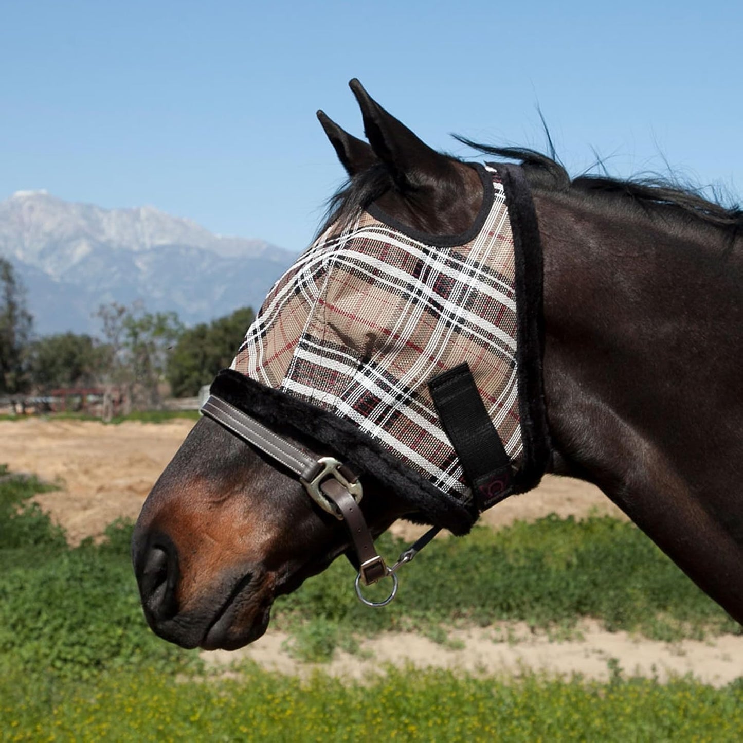 Kensington KPP Fly Mask with Fleece Trim, Deluxe Black Plaid, X-Large