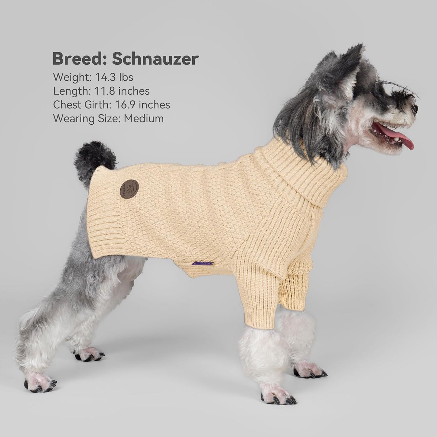 cyeollo Dog Sweater Turtleneck Knitted Sweaters with Sleeve Fall Winter Dog Clothes Sweaters for Small Dogs, Beige M