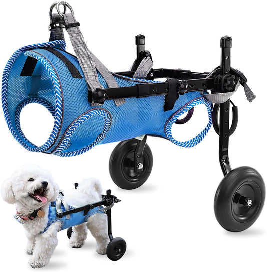 Updated Dog Wheelchair for Back Legs,Small Dog Wheelchair Carts with Wheels, Light Weight Wheelchair for Leg Support Helps Senior,Injured,Paralyzed, S & Blue