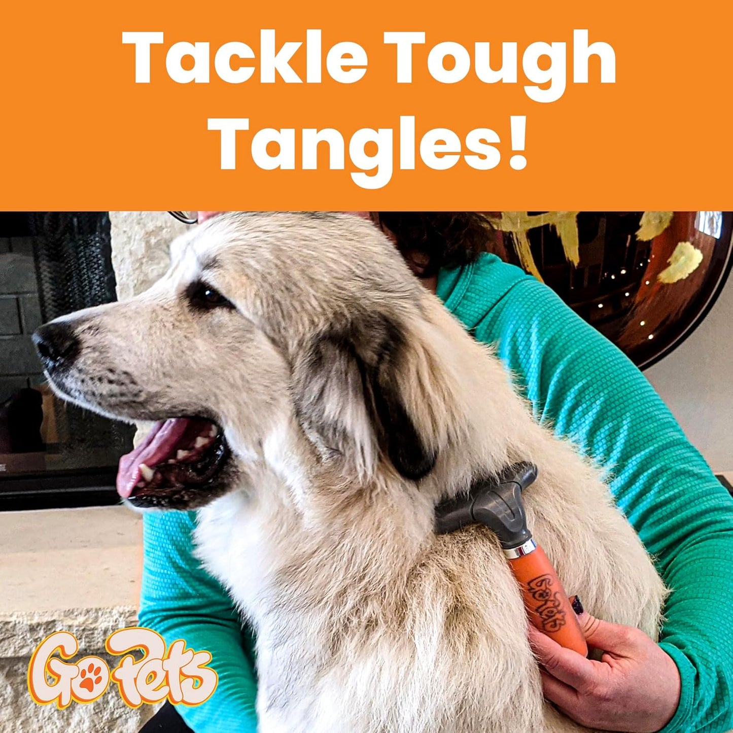 GoPets Double Row Dematting Rake Undercoat Deshedding Tool for Dogs and Cats, Dog Brush for Shedding and Grooming, Long Hair Pet Grooming Brush for Mat Removal, Detangling, and Shedding Control