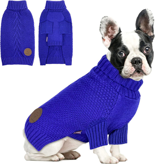 cyeollo Dog Sweater Pullover Turtleneck for Dogs, Classic Knitwear Fall Winter Cold Weather Doggie Clothes Warm Pet Apparel Small Medium Large Dog Sweaters, Royal Blue XL
