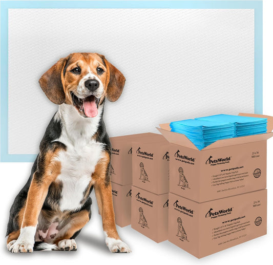 PETSWORLD Puppy Pads, 23x36 Inch, 1800 Count - Puppy Pee Pads for Dogs, Tear Resistant, Economy Value, Super-Absorbent Polymer Gel Core, Perfect for Puppies, Smaller Dogs