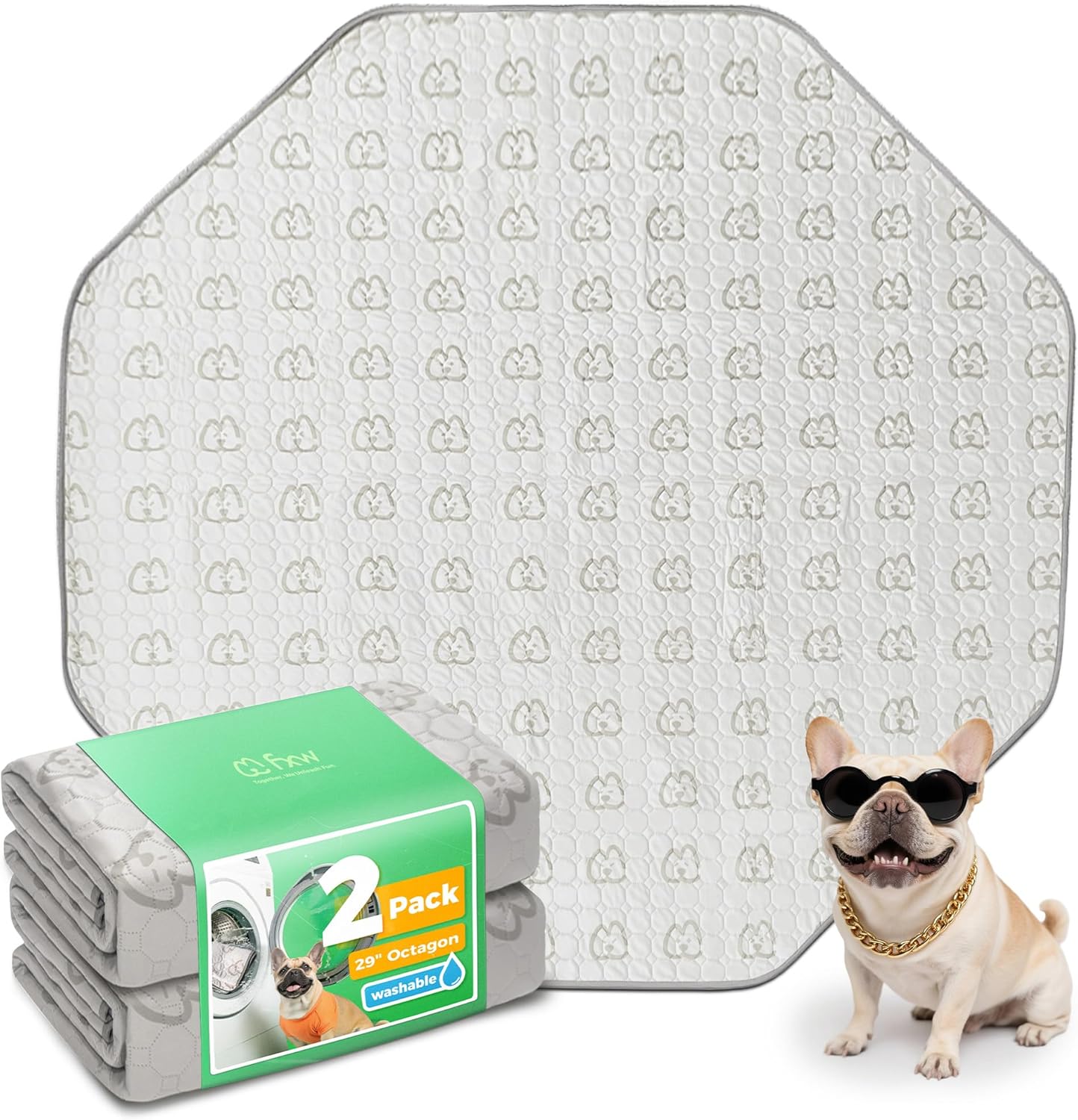 FXW Washable Pee Pads for Dogs, Puppy Pads with Super Absorbent, Specifically Designed for FXW Rollick/Homeplus 24inch 8 Panels Dog Playpen, 29" Octagon, Khaki, 2 Packs