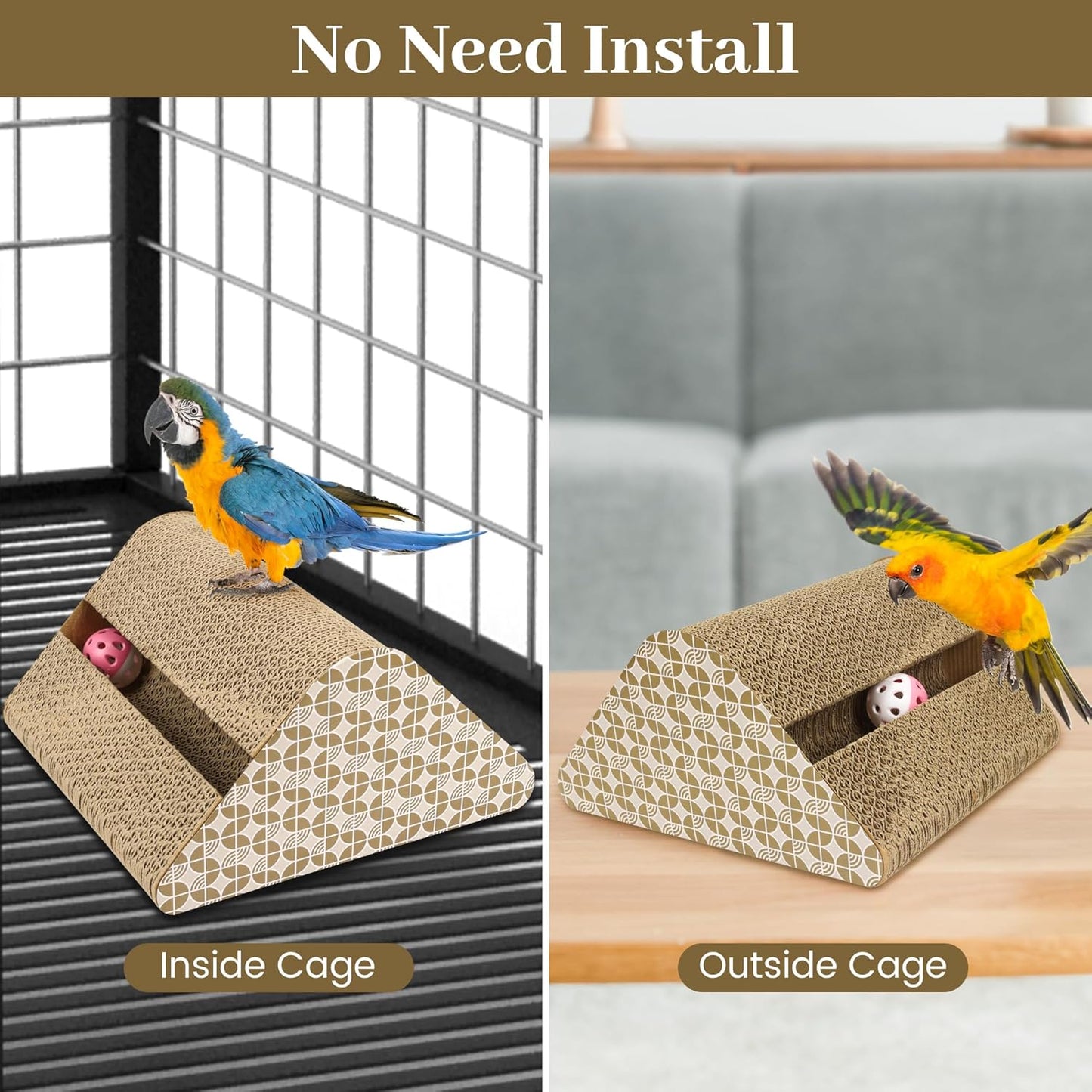 OSWINMART Parrot Cardboard Toy with Jingle Ball