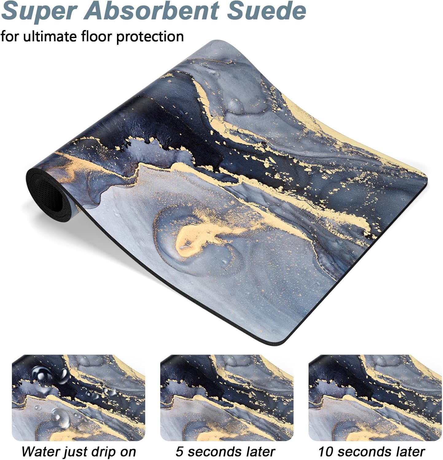 Rnivvi Dog Food Mat, 16" x 24" Marble Absorbent Dog Cat Bowl Mat for Food and Water, Cute Anti-Slip Rubber Pet Feeding Rug Protect Floors, Puppy Placemat for Feeding & Watering Supplies, Grey