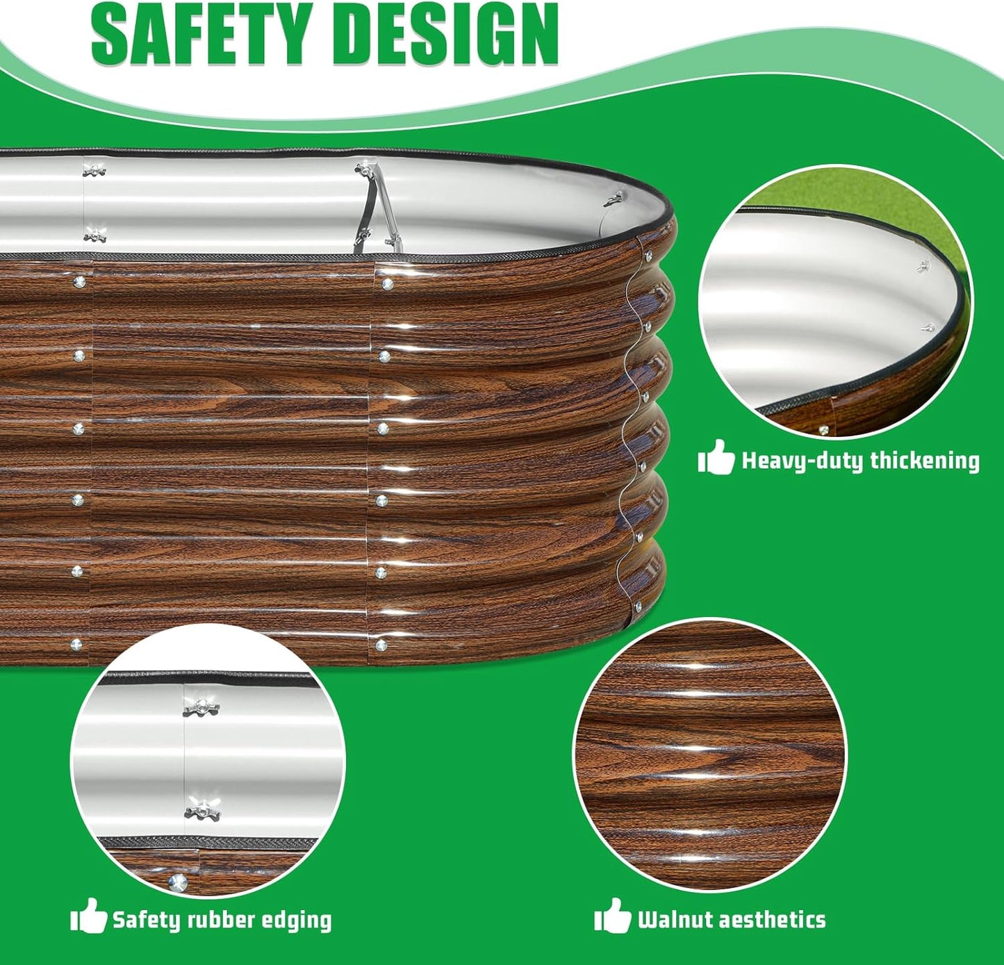 SnugNiture 4x2x1.5ft Raised Garden Bed Outdoor, 17" Tall Galvanized Metal Planter Box, Raised Garden Bed Kit for Planting Vegetables Plants Fruits, Brown