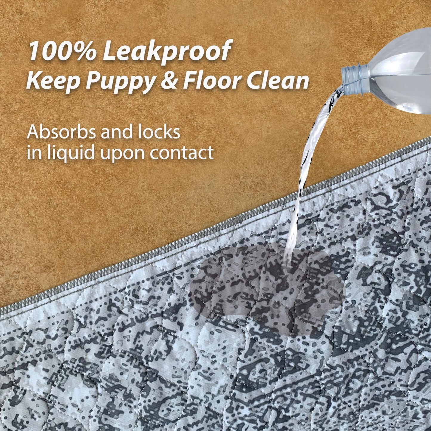 nunubaby Washable Pee Pads for Dogs, Stylish, Non-Slip and Leak-Proof Pee Pads. Reusable Potty Pads for Dogs for Crates and Floors.(Gray/Geo, 72" x72")