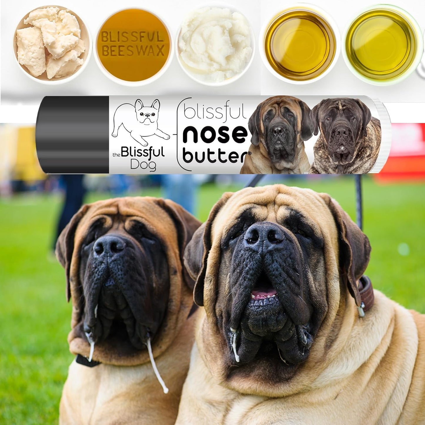 The Blissful Dog Mastiff Nose Butter for Dry, Cracked Skin, Lick-Safe Dog Nose Balm with Moisturizing Shea Butter, Almond, Olive, and Essential Oils, Pet Supplies, Uncented, 0.15 oz.