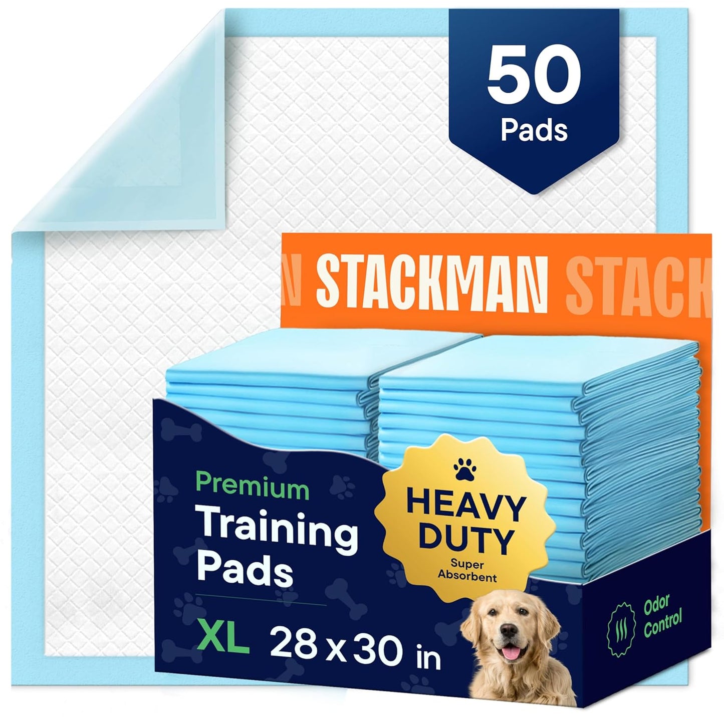 Dog Pads Large Pet Pee Pads for Dogs & Puppy Training 28" x 30" Potty Pads for Dogs [50-COUNT] Leak-Proof Dog and Puppy Pads - Quick-Dry Surface - Heavy Duty Absorbent Disposable Dog Wee Pad Bulk Pack
