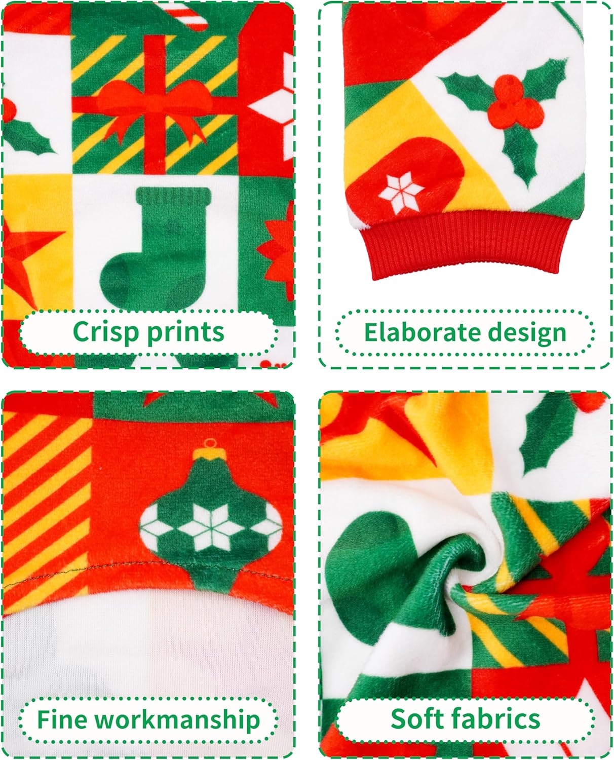 PET SHOW 4 Pack Christmas Small Dog Pajamas Holiday Dog Clothes Doggies Soft Stretchy PJs Xmas Jumpsuit Puppy Cats Girl Boy Onesies Red Green Outfits with Sleeve Pets Dachshund Costume XS